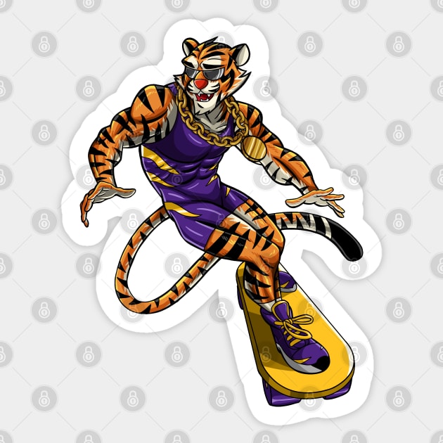 Tiger Man skateboard Sticker by Mako Design 